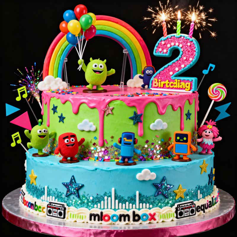 Dramatic Two-Tier Cake Design with Playful Elements Dramatic Two-Tier Cake Design with Playful Elements