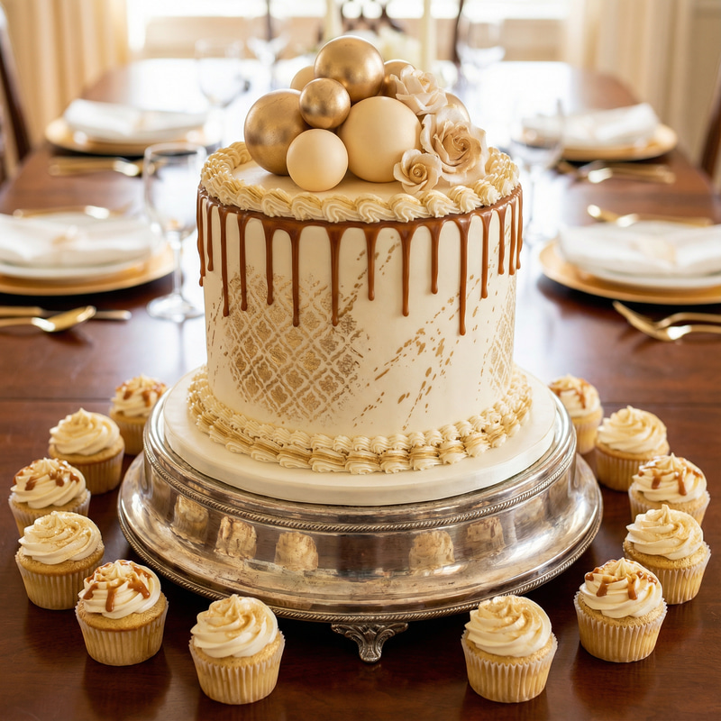 Elegant Ivory Cake & Cupcake Set for Celebrations Elegant Ivory Cake & Cupcake Set for Celebrations