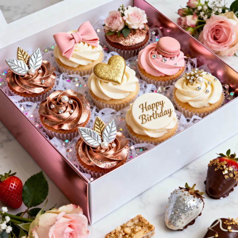 Glam Treat Box: Elegant Cupcake Presentation Glam Treat Box: Elegant Cupcake Presentation