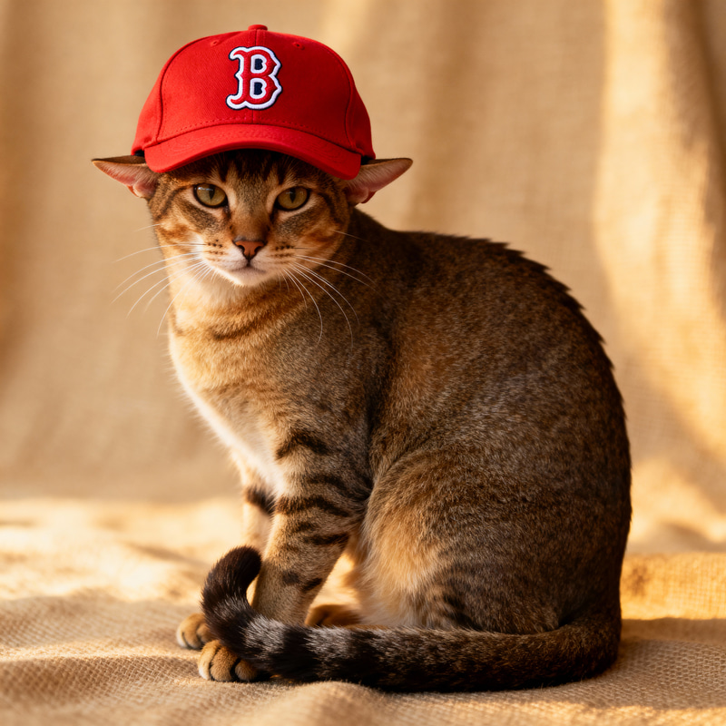 Cat in a Red Sox Hat - Adorable Picture Cat in a Red Sox Hat - Adorable Picture