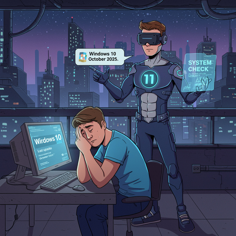 Futuristic IT Superhero in Cartoon Comic Scene Futuristic IT Superhero in Cartoon Comic Scene