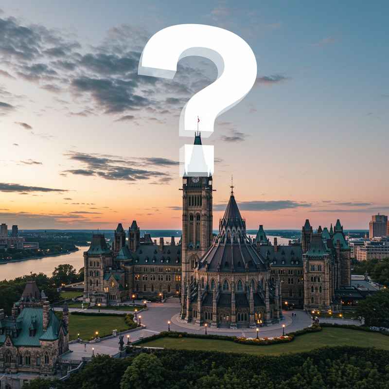 Canadian Parliament with Big Question Mark Canadian Parliament with Big Question Mark