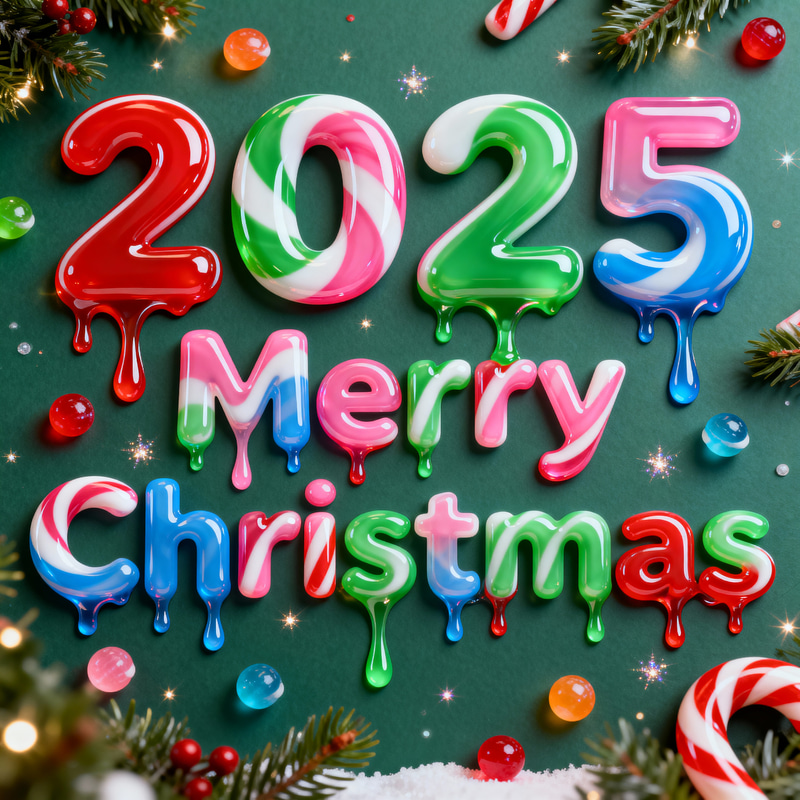 2025 Merry Christmas Pattern - Glossy Candy Style 2025 Merry Christmas Pattern - Glossy Candy Style