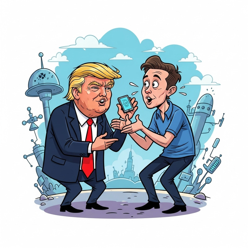 Cartoon of Donald Trump and Elon Musk