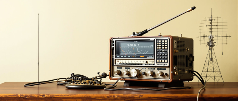 Modern Cubist Logo: Vintage Morse Key & Yagi Antenna Modern Cubist Logo: Vintage Morse Key & Yagi Antenna