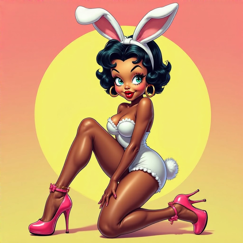 Nubian Easter Bunny in Playful Pop Art Style Nubian Easter Bunny in Playful Pop Art Style