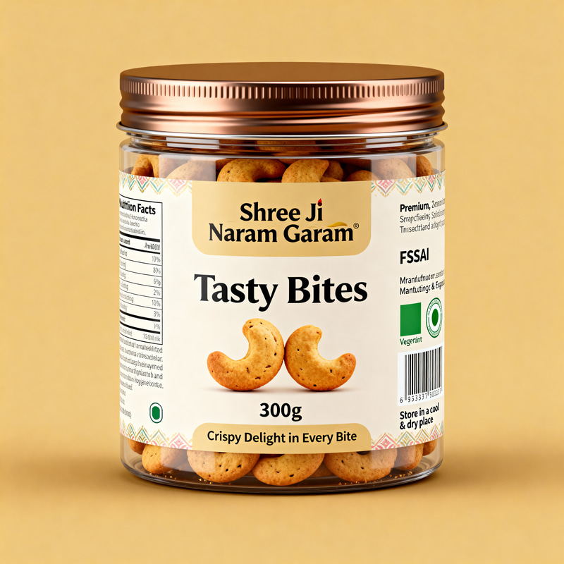 Tasty Bites: Premium Cashew Biscuits Packaging Tasty Bites: Premium Cashew Biscuits Packaging