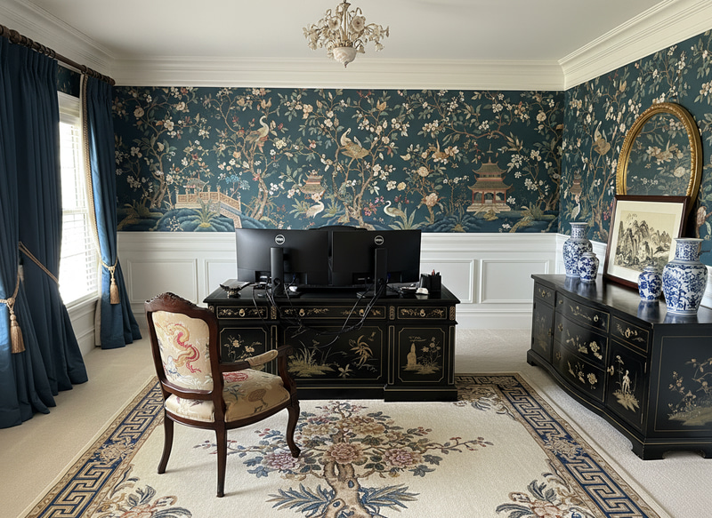 Chinoiserie Style Office Transformation Ideas Chinoiserie Style Office Transformation Ideas