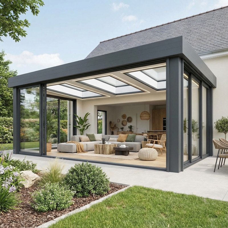 Aluminum Veranda Concept with 3 Skylights - Homea