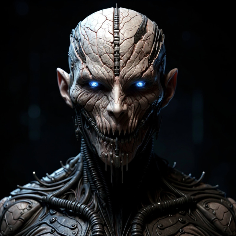 Intricate Cybernetic Portrait | Menacing Humanoid Art