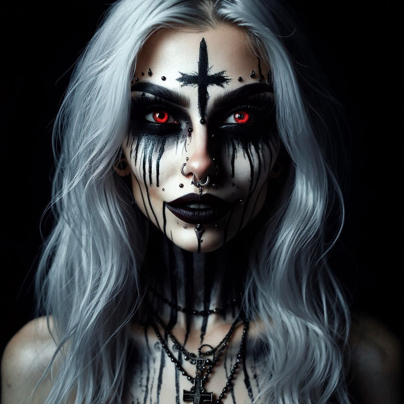 Bold and Eerie Portrait of a Gothic Character Bold and Eerie Portrait of a Gothic Character