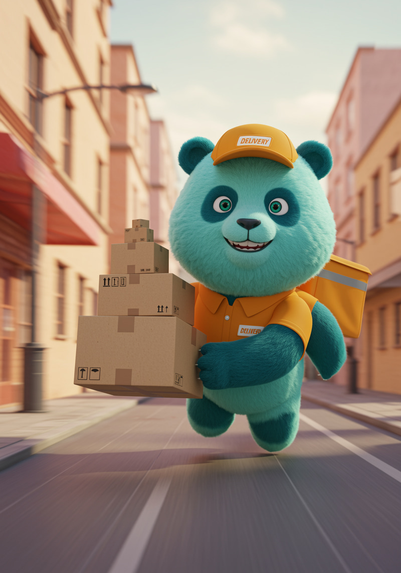 Fast Delivery by Cyan Green Panda Fast Delivery by Cyan Green Panda