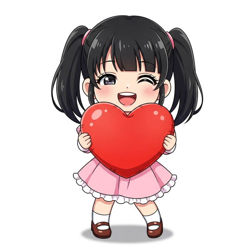 Chibi Anime Girl with Heart Plushy