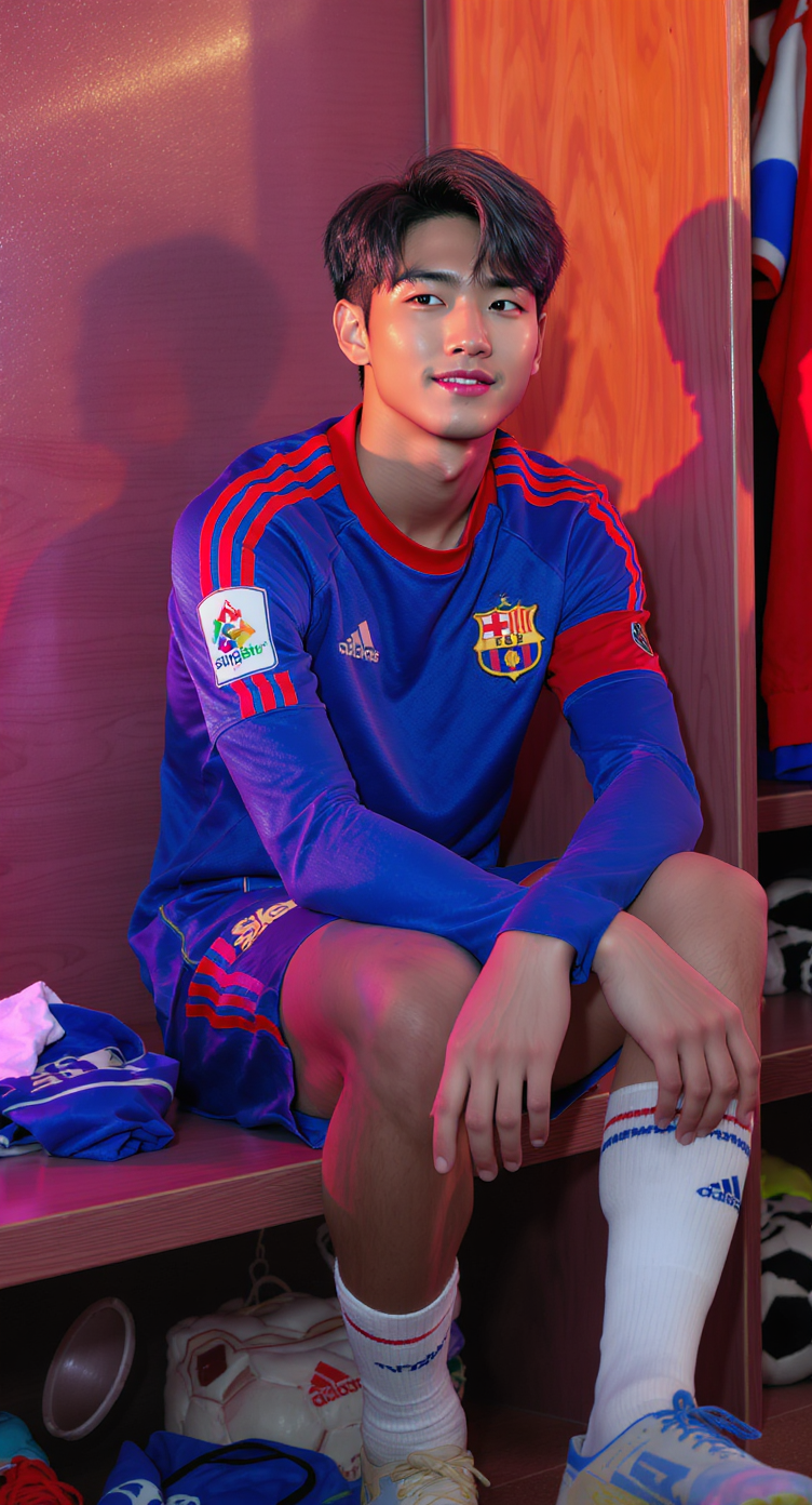 Charismatic Chinese Soccer Star in K-Pop Style