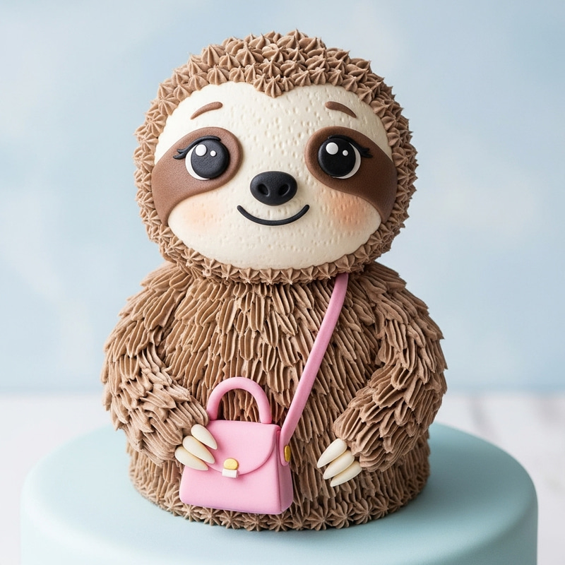 Cute Sloth Cake Design with Handbag Cute Sloth Cake Design with Handbag