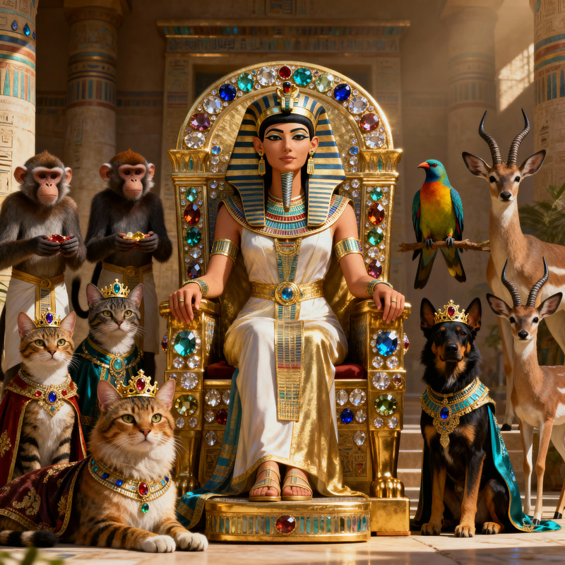 Regal Pharaonic Queen on Golden Throne Regal Pharaonic Queen on Golden Throne