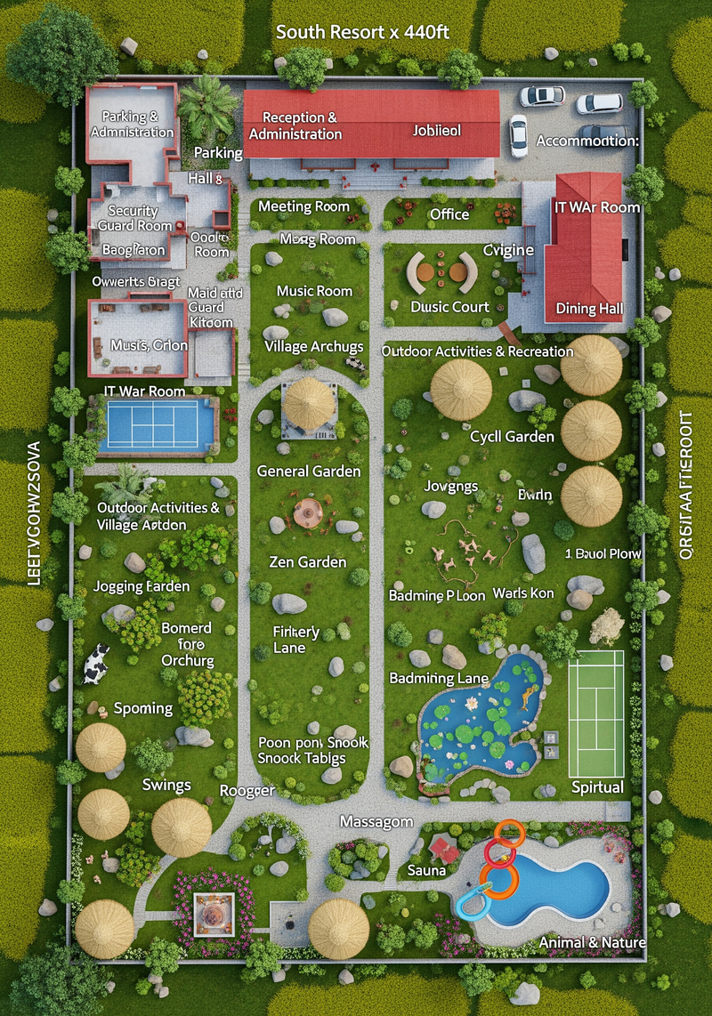 Aerial View of Luxury Resort Complex in Nepal