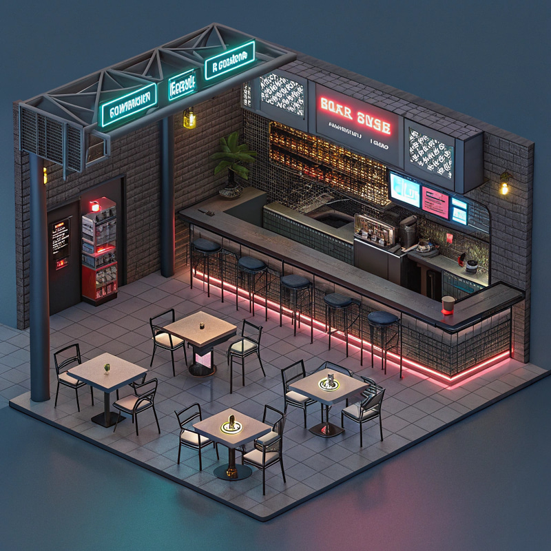 Cyberpunk Bar Floorplan Design Cyberpunk Bar Floorplan Design