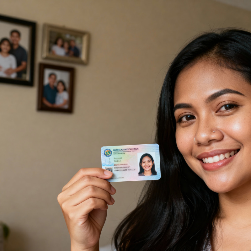 Philippina Woman Selfie with ID Card Philippina Woman Selfie with ID Card