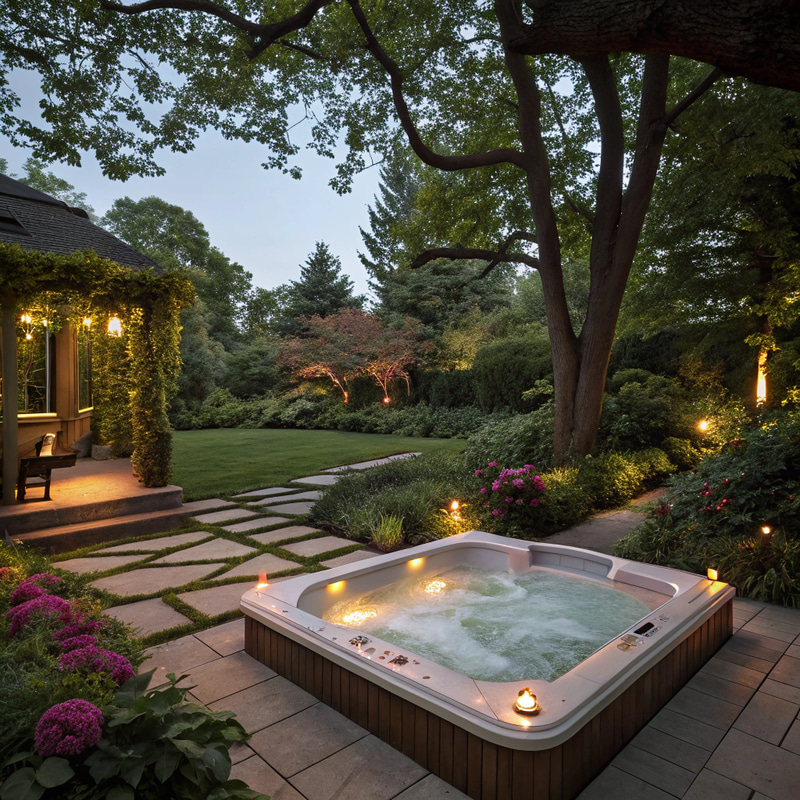 Serene Inground Hottub for Ultimate Relaxation Serene Inground Hottub for Ultimate Relaxation