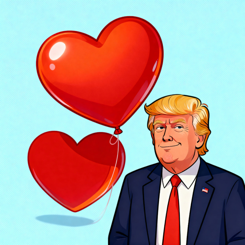 Donald Trump with a Big Red Heart