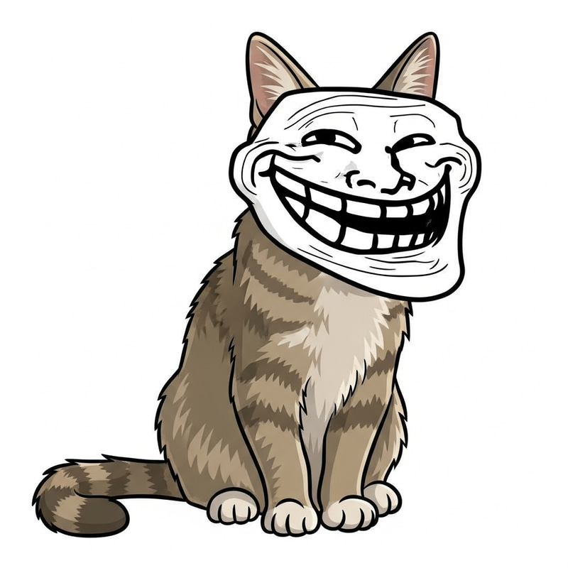Funny Cartoon Cat with Troll Face Funny Cartoon Cat with Troll Face