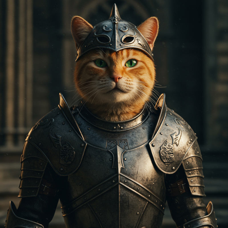 Cat in Battle Armor - Fierce Feline Warrior Cat in Battle Armor - Fierce Feline Warrior