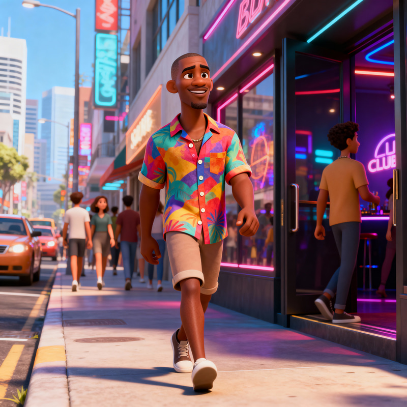Vibrant Pixar-Style Animation of Caribbean Man