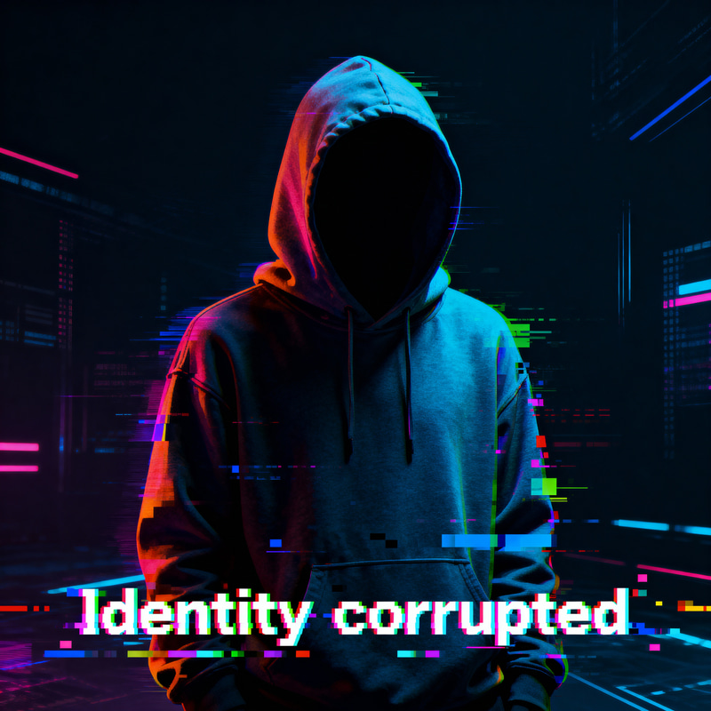 Identity Corrupted: Faceless Hooded Figure Art Identity Corrupted: Faceless Hooded Figure Art
