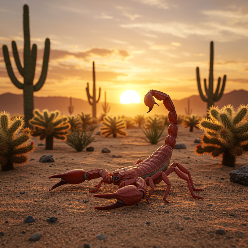Stunning Red Scorpion in Desert Sunset