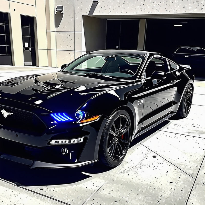 Eye-Catching Ford Mustang: Black & White Wrap Eye-Catching Ford Mustang: Black & White Wrap