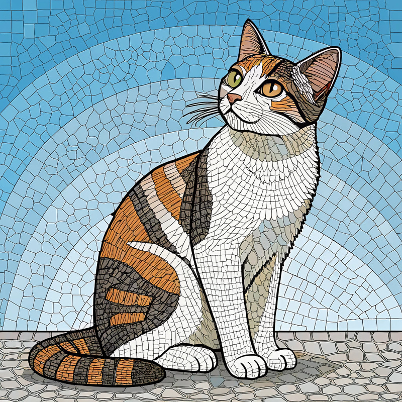 Vibrant Roman Mosaic Cat Art - Paint By Numbers Vibrant Roman Mosaic Cat Art - Paint By Numbers