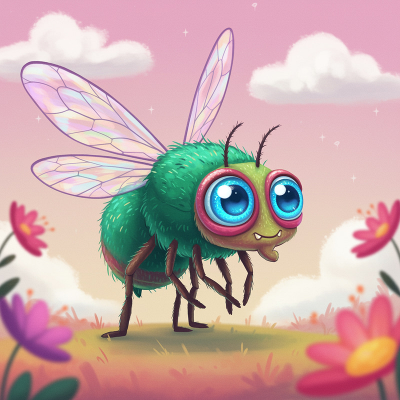 Whimsical Cartoon Fly Monster Illustration Whimsical Cartoon Fly Monster Illustration