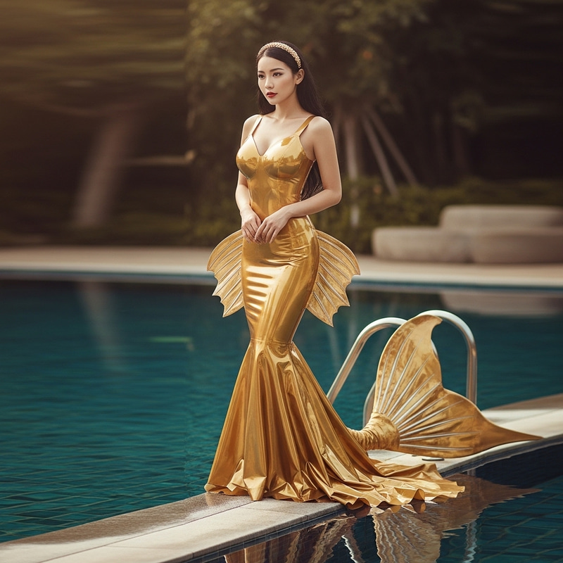 Gold Latex Mermaid Wedding Gown Gold Latex Mermaid Wedding Gown