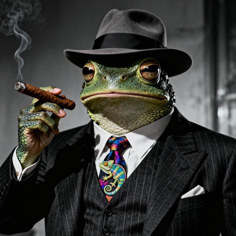 Noir Frog Gangster Character Art