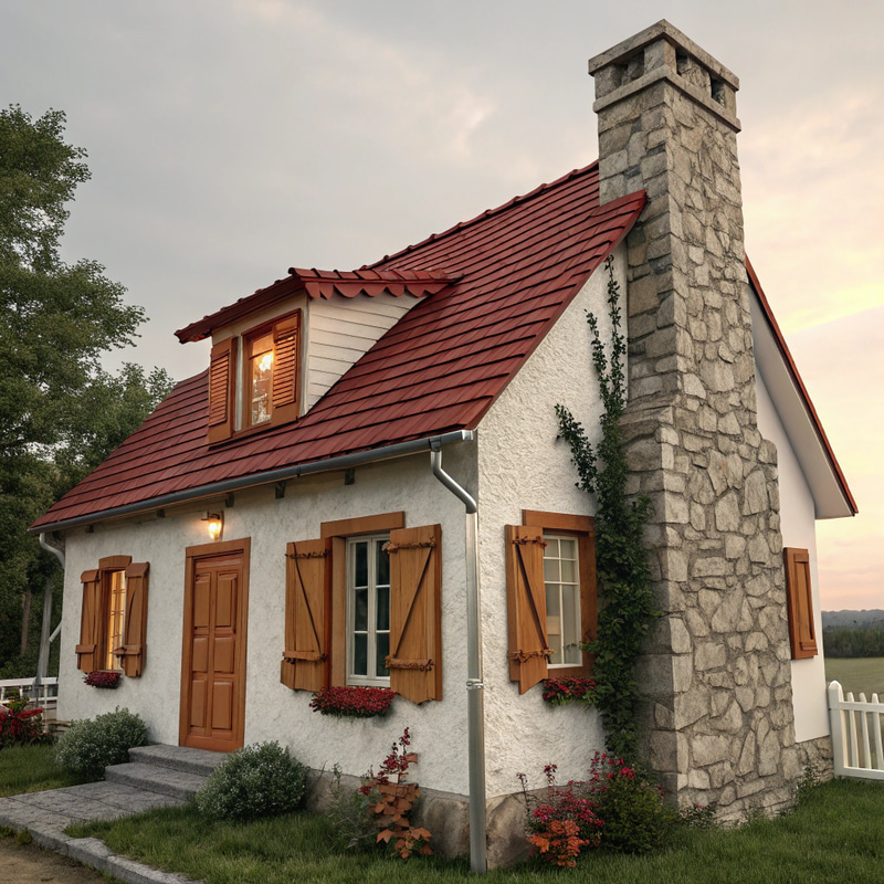Charming House with Stone Chimney and Shutters Charming House with Stone Chimney and Shutters