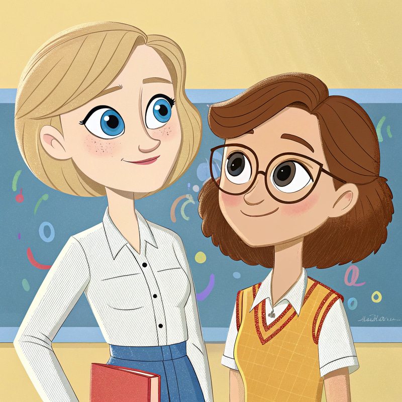 Pixar Style Illustration of Two Teachers Pixar Style Illustration of Two Teachers