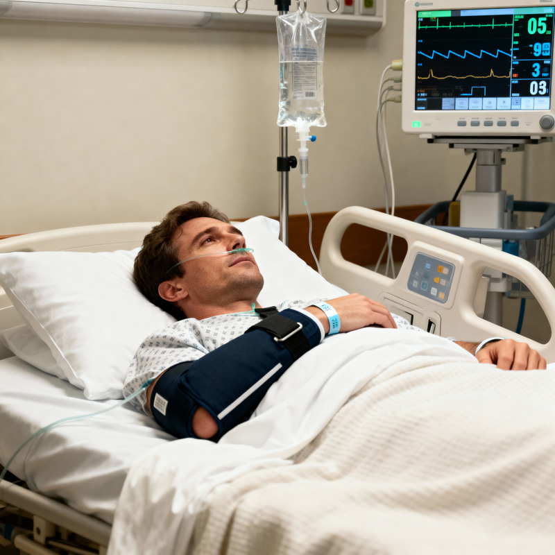 Arm Sling with Hospital Bed Monitors & IV Drips Arm Sling with Hospital Bed Monitors & IV Drips