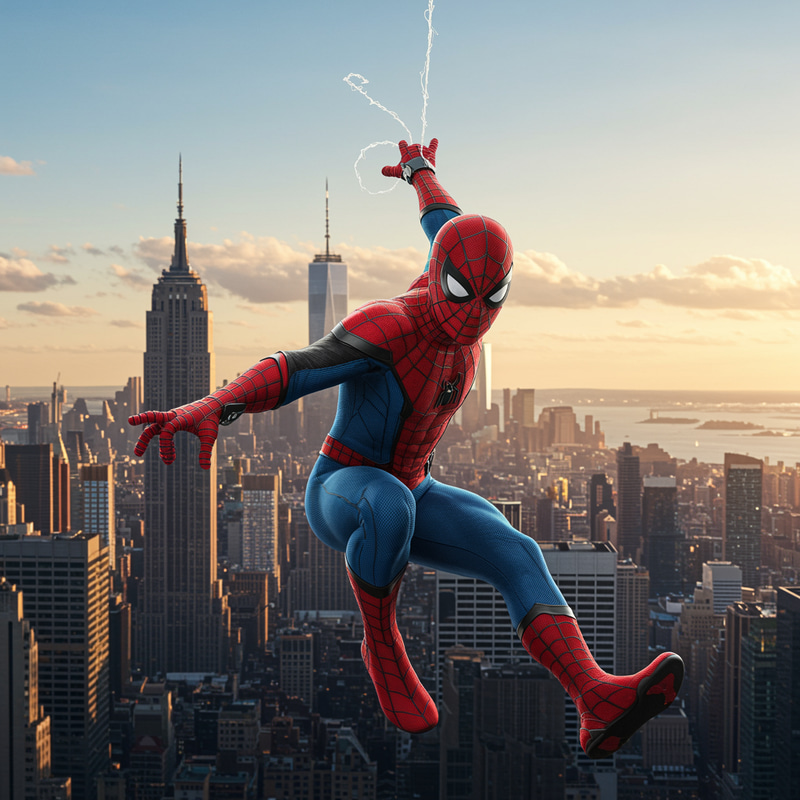 Spiderman Swinging Action Image Spiderman Swinging Action Image