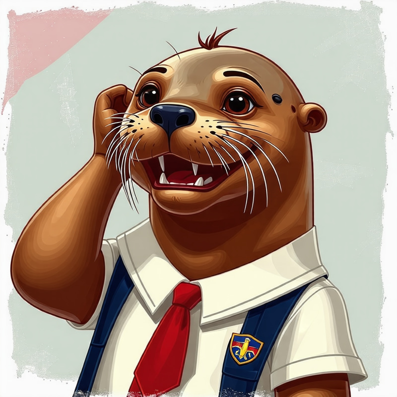 Adorable Sea Lion in School Uniform Animation Adorable Sea Lion in School Uniform Animation