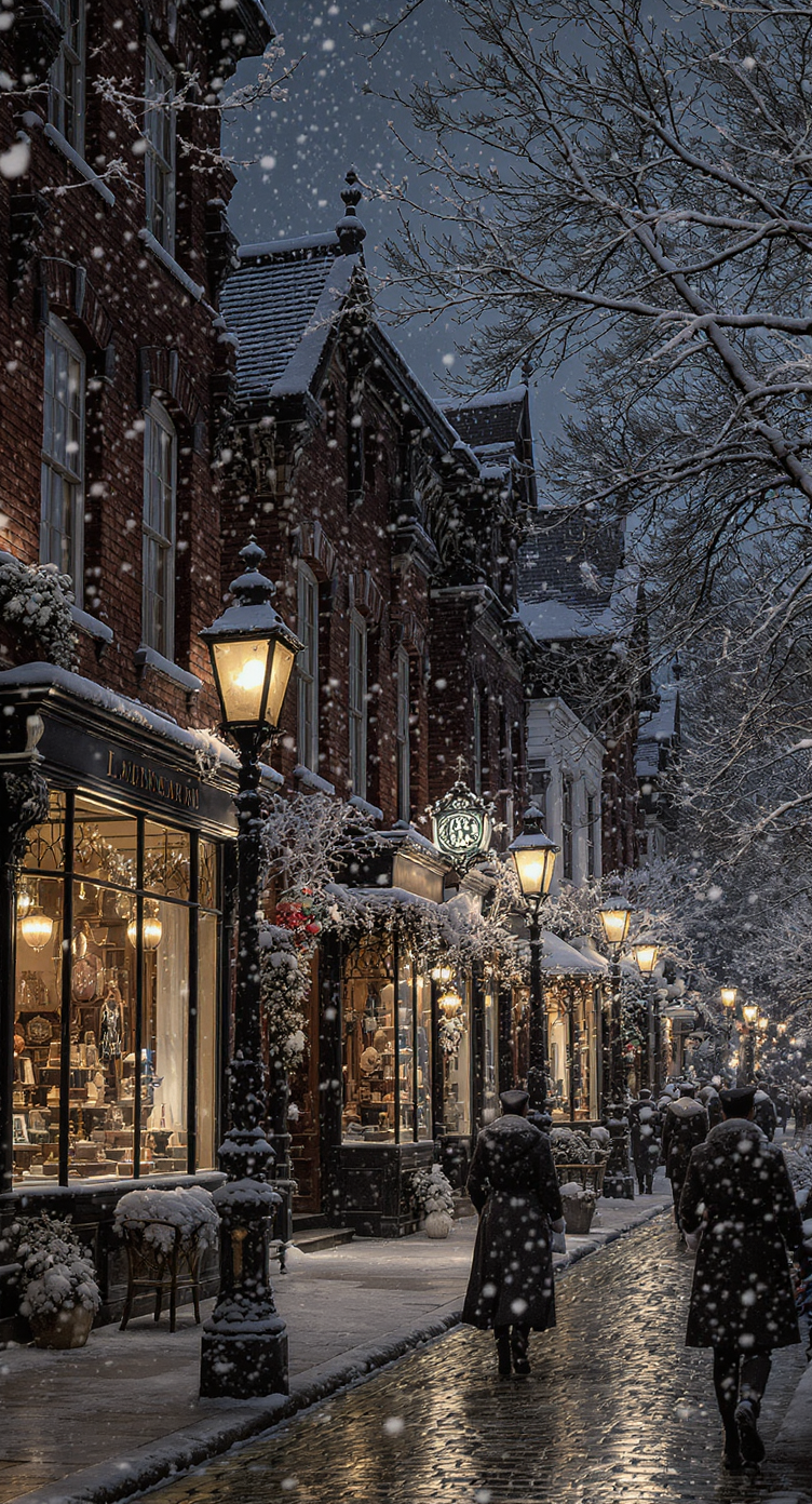 Victorian Streetscape at Night: A Winter Wonderland Victorian Streetscape at Night: A Winter Wonderland
