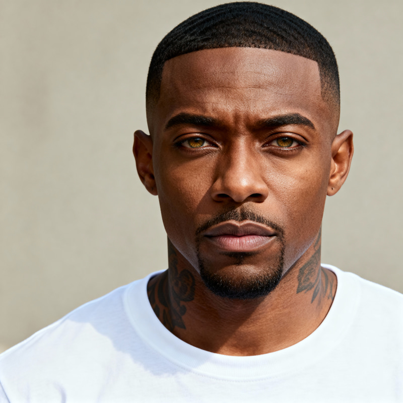 Stylish African American Man with Tattooed Neck Stylish African American Man with Tattooed Neck