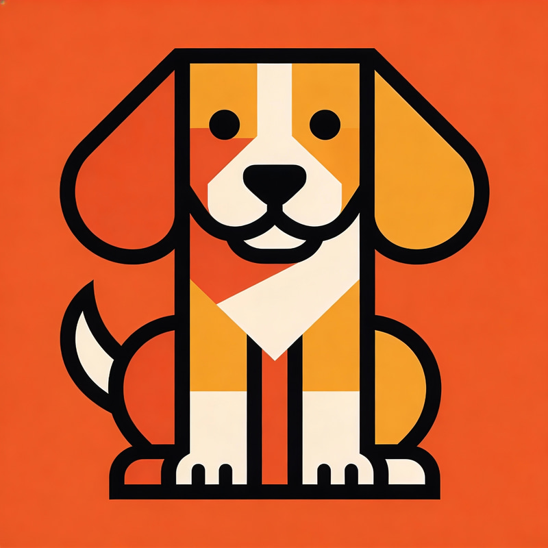 Stylized Dog Logo - Mid-Century Modern Design