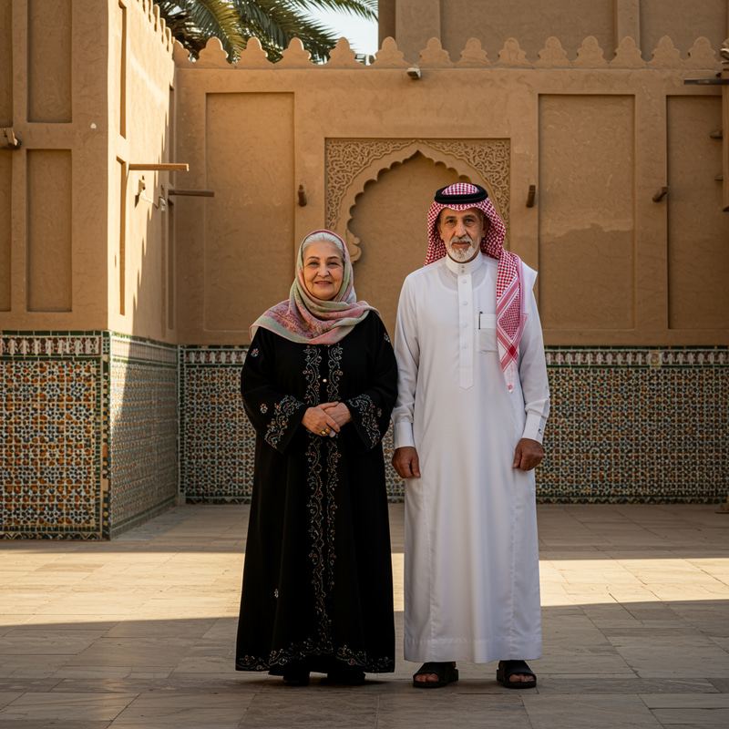 Traditional Saudi Elders in Cultural Attire Traditional Saudi Elders in Cultural Attire