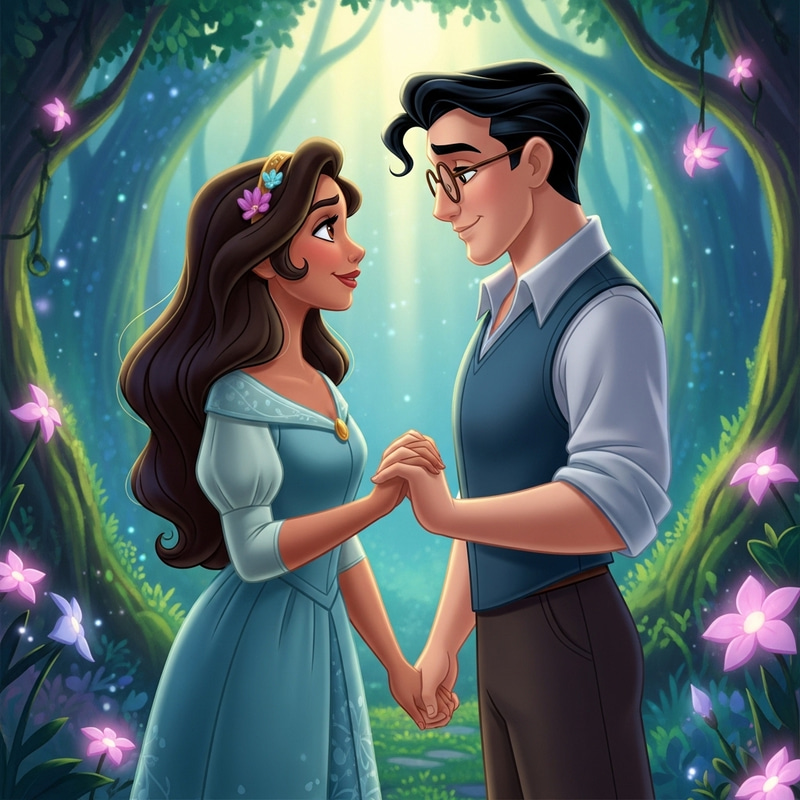 Charming Disney Couple Illustration Charming Disney Couple Illustration