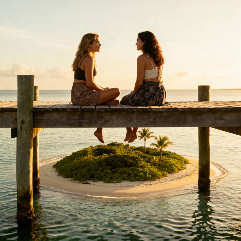 Women Talking on a Beautiful Island