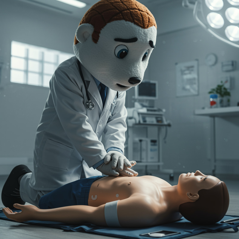 Realistic CPR Training with Medical Mascot Realistic CPR Training with Medical Mascot