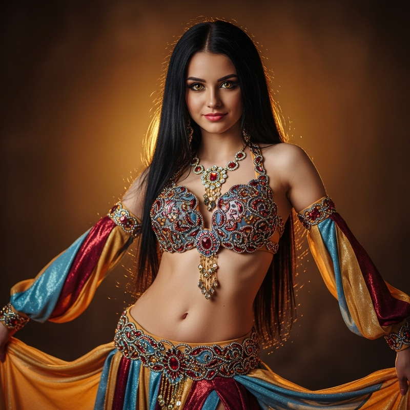 Cute 19-Year-Old Girl in Belly Dancer Outfit
