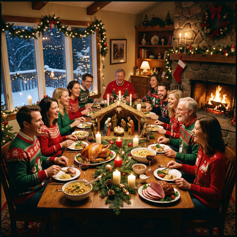 Magical Christmas Gathering with Nativity Display Magical Christmas Gathering with Nativity Display