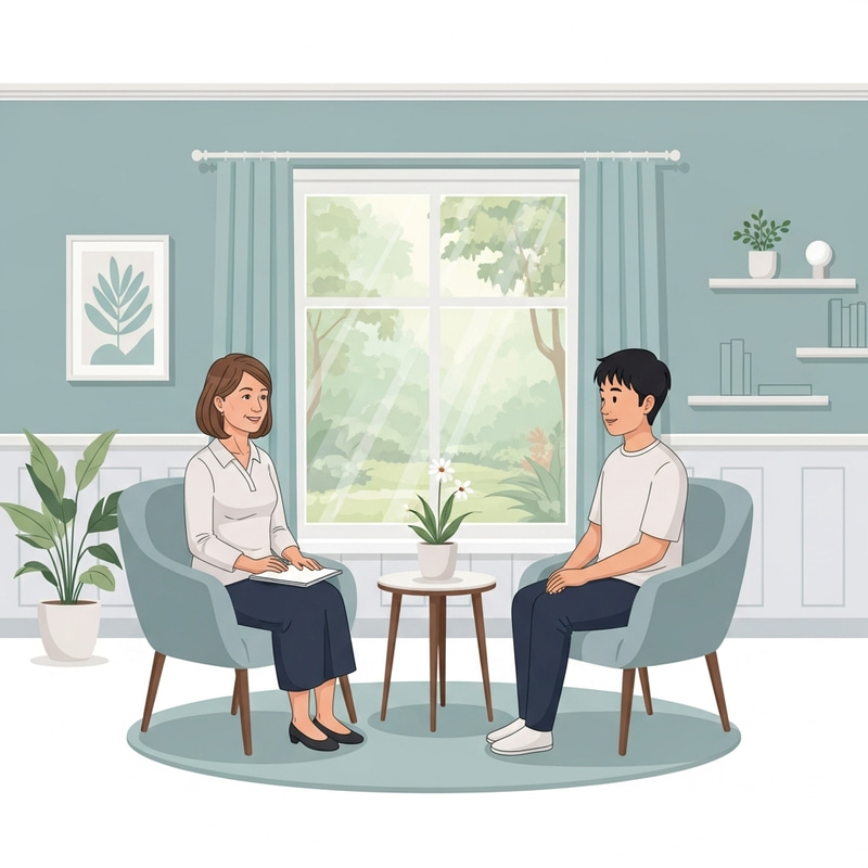 Psychotherapist Client in a Serene Environment Psychotherapist Client in a Serene Environment